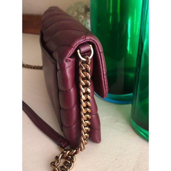 TORY BURCH Quilted Kira Chevron Shoulder Crossbody Bag Bordeaux - Picture 7 of 12